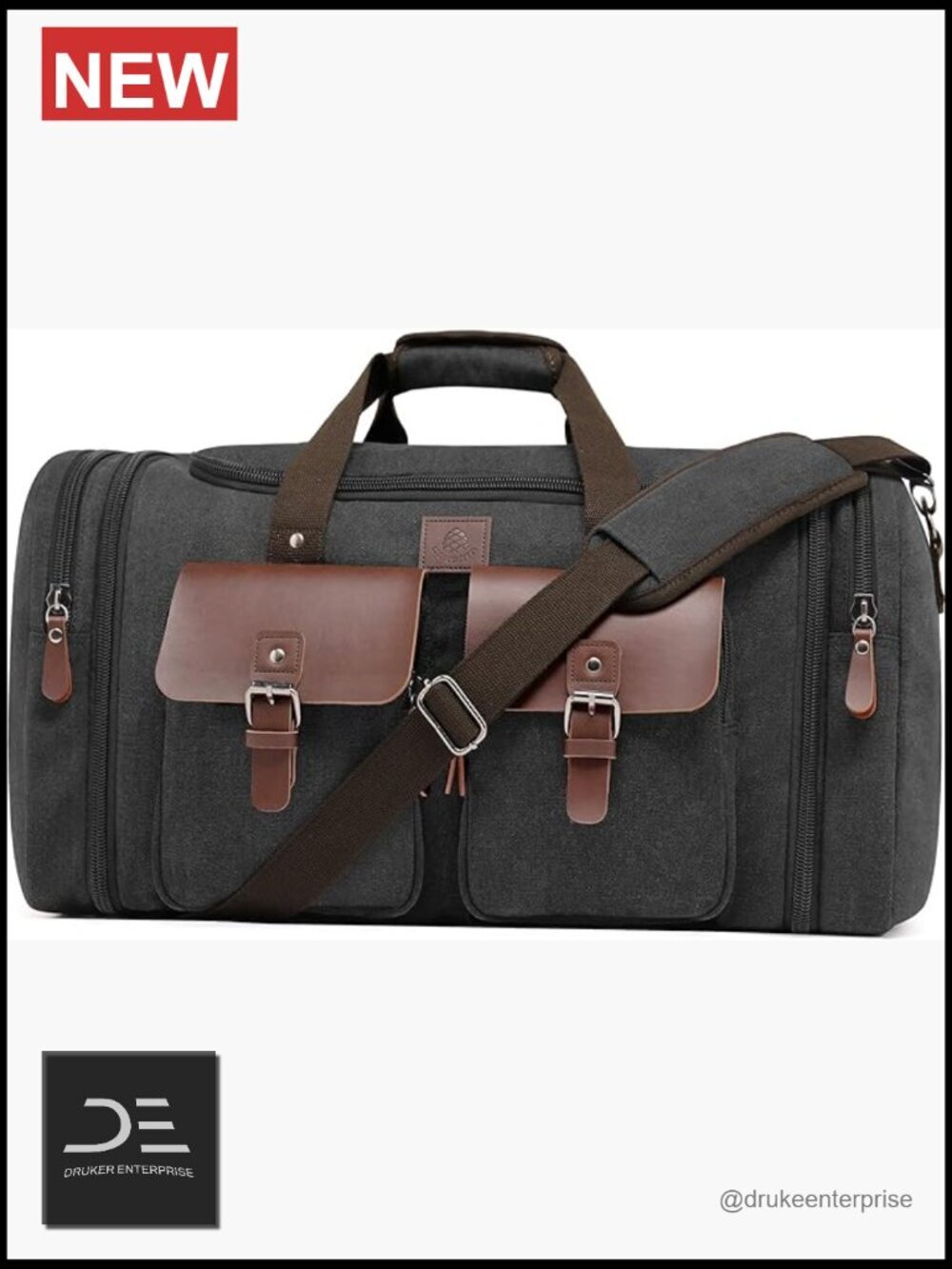 Canvas Duffel Bag 50L Expandable Travel Overnight Weekender Carry On